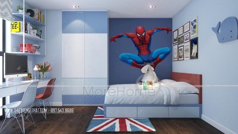 Mẫu giường ngủ hiện đại gỗ công nghiệp đầy ấn tượng, giúp con trẻ có một không gian vừa học vừa chơi thoải mái nhất