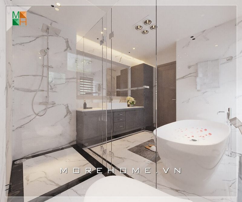 Từ đá nhân tạo vân mây, chúng tôi thiết kế các phòng tắm cho các căn hộ, nhà phố và biệt thự với vẻ đẹp cao cấp, đem lại không gian thư giãn thoải mái cho gia chủ sau những giờ làm việc căng thẳng.